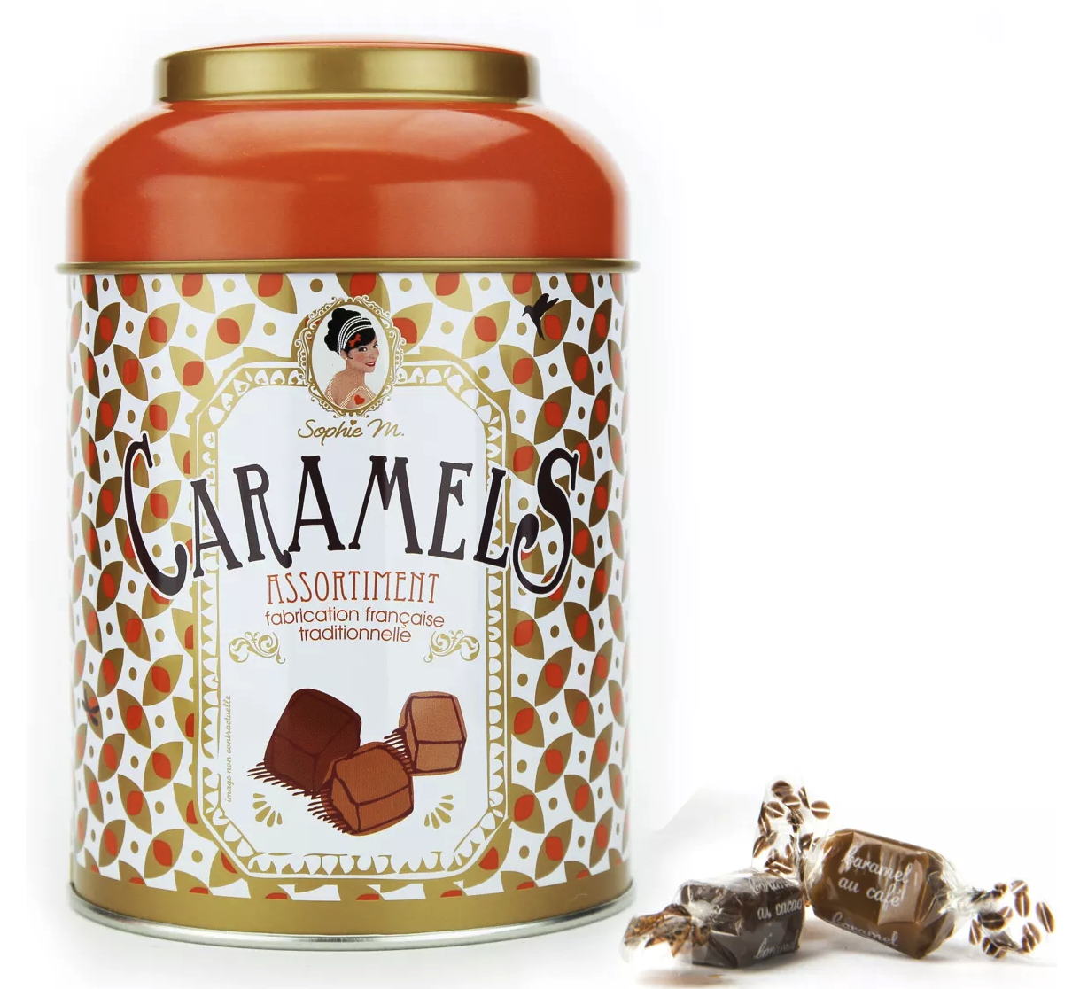 CARAMELS, assortment, metal box, 200 gr.