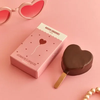 Individueel chocolade-marshmallowhart om in te bijten